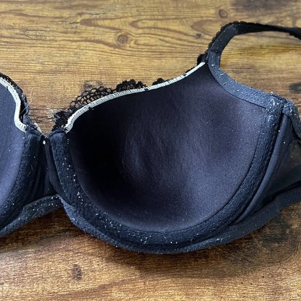 Victoria’s Secret Black Sheer Crochet Floral Lined Demi Padded Bra